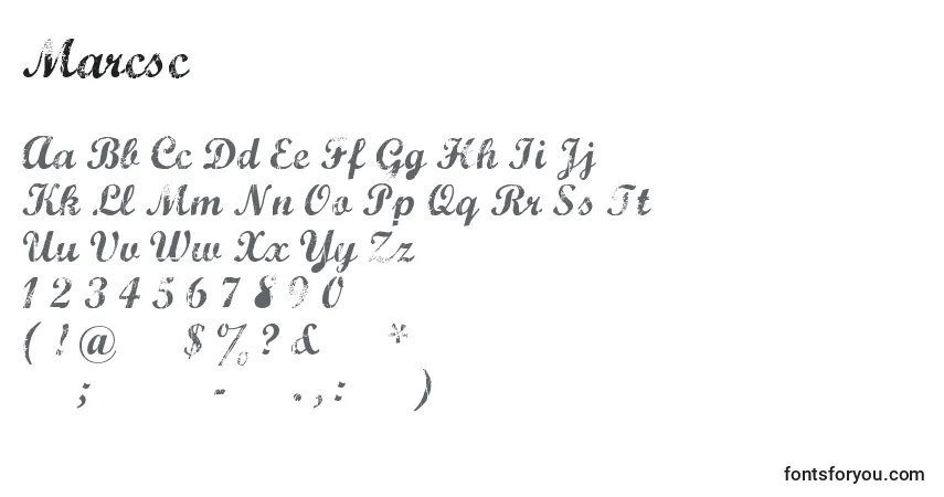 A fonte Marcsc – alfabeto, números, caracteres especiais