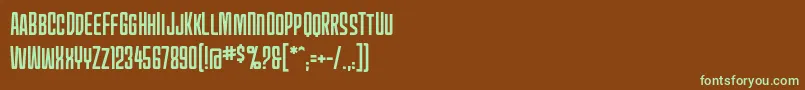 フォントMecheffects1bbReg – 緑色の文字が茶色の背景にあります。