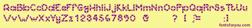 CandyCaneUnregistered Font – Purple Fonts on Yellow Background