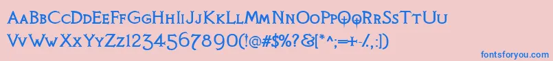 フォントKnigqst – ピンクの背景に青い文字