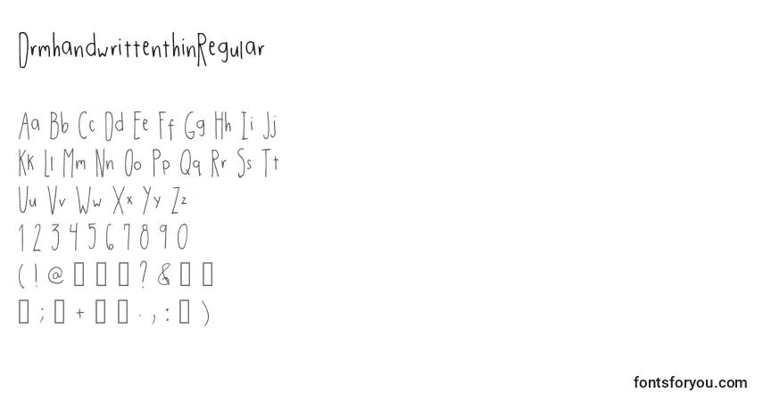 Шрифт DrmhandwrittenthinRegular – алфавит, цифры, специальные символы