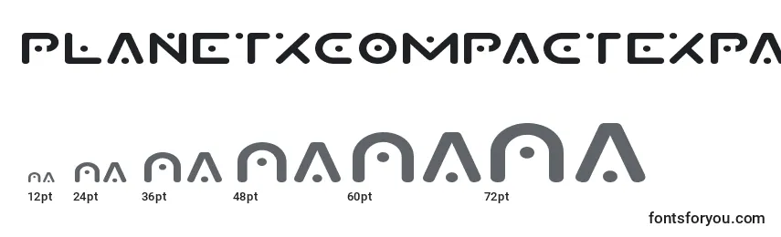 Размеры шрифта Planetxcompactexpand