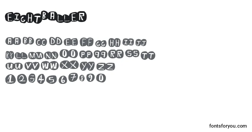 Schriftart Eightballer – Alphabet, Zahlen, spezielle Symbole