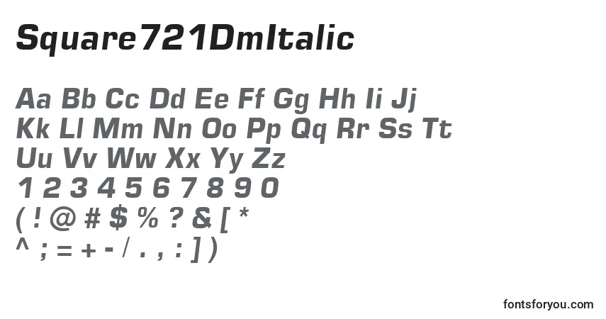Шрифт Square721DmItalic – алфавит, цифры, специальные символы