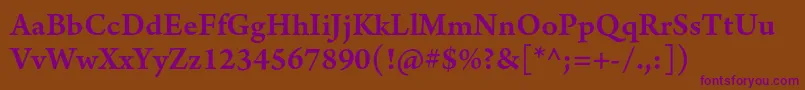 ArnoproSmbdsmtext Font – Purple Fonts on Brown Background