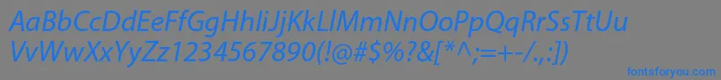MyriadproIt-Schriftart – Blaue Schriften auf grauem Hintergrund