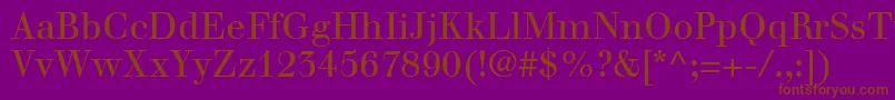 WalbaumLtRoman-Schriftart – Braune Schriften auf violettem Hintergrund