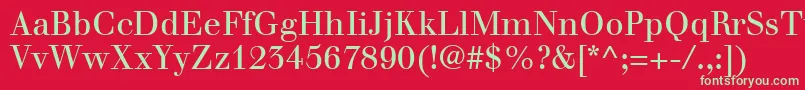 フォントWalbaumLtRoman – 赤い背景に緑の文字