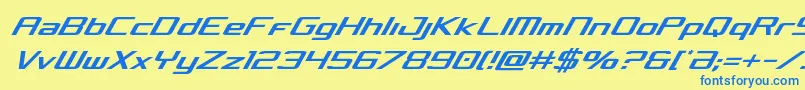 フォントConcieliancondital – 青い文字が黄色の背景にあります。