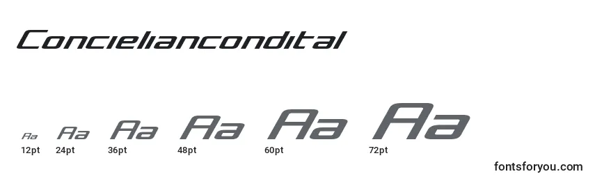 Размеры шрифта Concieliancondital