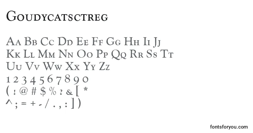 Schriftart Goudycatsctreg – Alphabet, Zahlen, spezielle Symbole