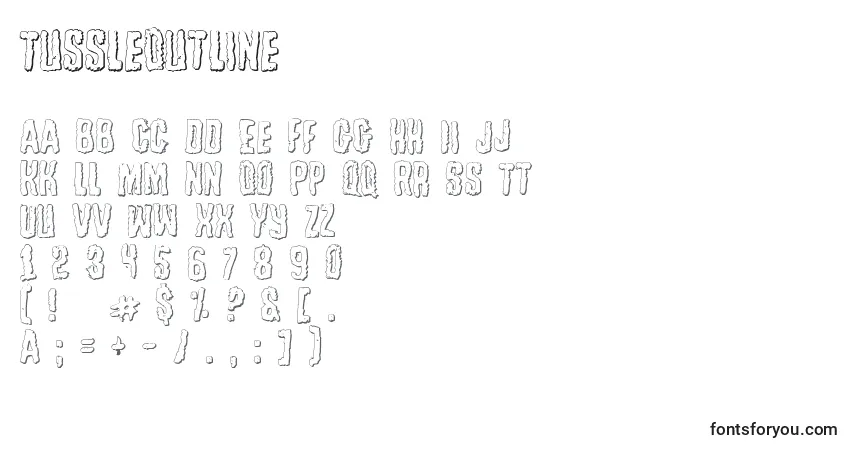 characters of tussleoutline font, letter of tussleoutline font, alphabet of  tussleoutline font