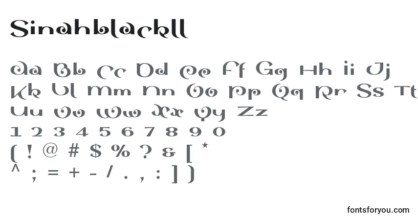 Schriftart Sinahblackll – Alphabet, Zahlen, spezielle Symbole