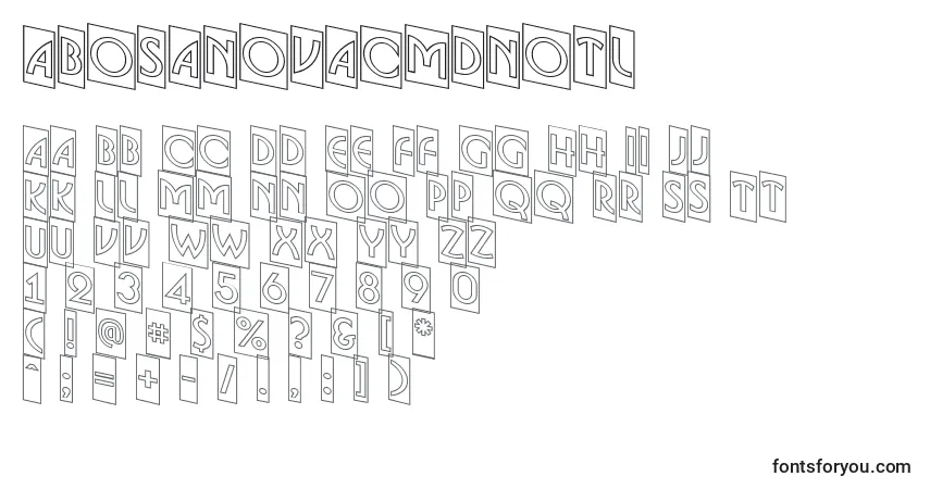 A fonte ABosanovacmdnotl – alfabeto, números, caracteres especiais