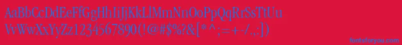 ItcGaramondLtLightCondensed-Schriftart – Blaue Schriften auf rotem Hintergrund