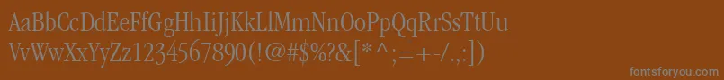 Fonte ItcGaramondLtLightCondensed – fontes cinzas em um fundo marrom