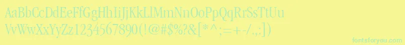 ItcGaramondLtLightCondensed-fontti – vihreät fontit keltaisella taustalla