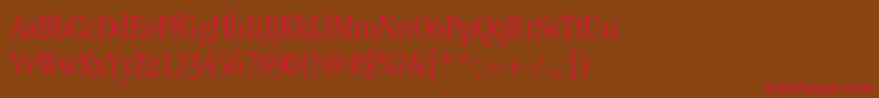 ItcGaramondLtLightCondensed-Schriftart – Rote Schriften auf braunem Hintergrund