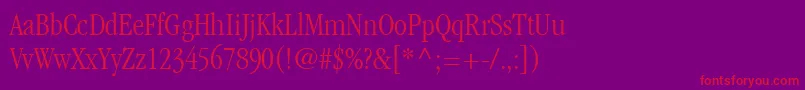 Шрифт ItcGaramondLtLightCondensed – красные шрифты на фиолетовом фоне