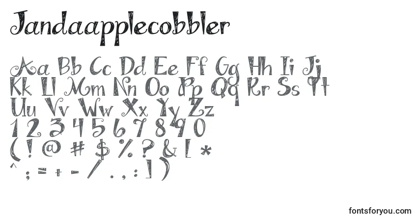 Czcionka Jandaapplecobbler – alfabet, cyfry, specjalne znaki