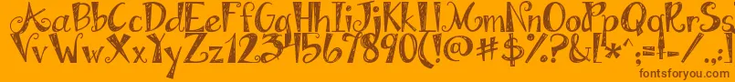 Jandaapplecobbler-Schriftart – Braune Schriften auf orangefarbenem Hintergrund