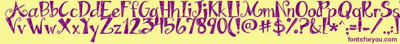 Jandaapplecobbler Font – Purple Fonts on Yellow Background