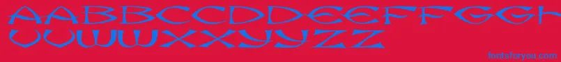 フォントJmhKungFu – 赤い背景に青い文字