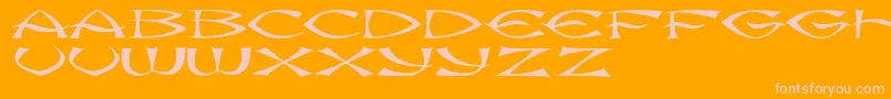 JmhKungFu-fontti – vaaleanpunaiset fontit oranssilla taustalla