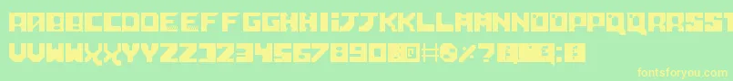 フォントNeoScifi – 黄色の文字が緑の背景にあります