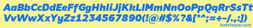 AminoBlackItalic Font – Blue Fonts on Yellow Background