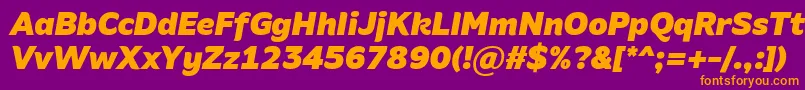 AminoBlackItalicフォントについての詳細 フォントAminoBlackItalic – 紫色の背景にオレンジのフォント