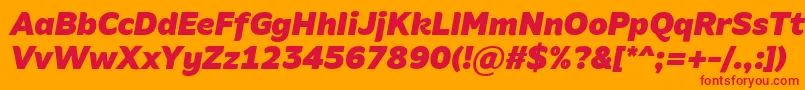 Saiba mais sobre a fonte AminoBlackItalic Fonte AminoBlackItalic – fontes vermelhas em um fundo laranja