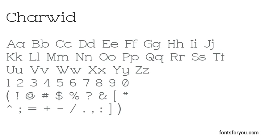 A fonte Charwid – alfabeto, números, caracteres especiais