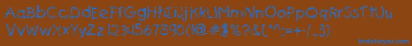 SenfstreifenScharfDb Font – Blue Fonts on Brown Background