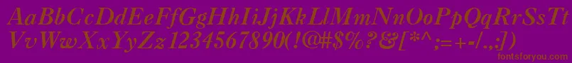 Fonte CaslonaRegular – fontes marrons em um fundo roxo