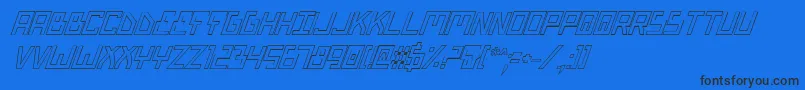 フォントBionicTypeOutItalic – 黒い文字の青い背景