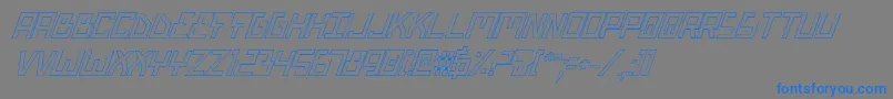 BionicTypeOutItalic-Schriftart – Blaue Schriften auf grauem Hintergrund