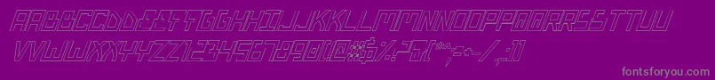 Czcionka BionicTypeOutItalic – szare czcionki na fioletowym tle