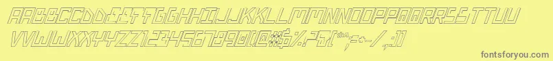 BionicTypeOutItalic-fontti – harmaat kirjasimet keltaisella taustalla