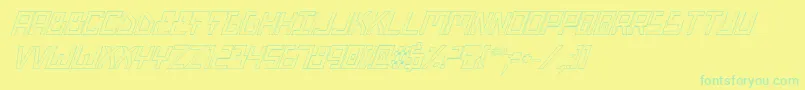 Czcionka BionicTypeOutItalic – zielone czcionki na żółtym tle