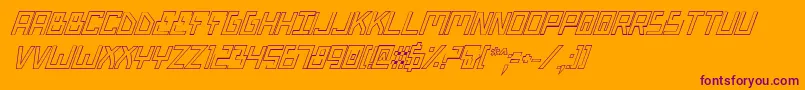 BionicTypeOutItalic-Schriftart – Violette Schriften auf orangefarbenem Hintergrund