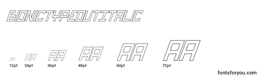 Размеры шрифта BionicTypeOutItalic