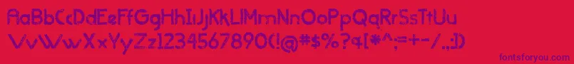 Fonte BmdWhenItRainsOldVersion – fontes roxas em um fundo vermelho