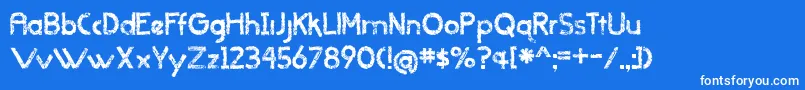 フォントBmdWhenItRainsOldVersion – 青い背景に白い文字