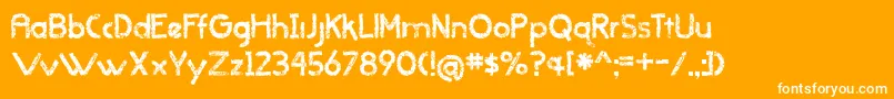 BmdWhenItRainsOldVersion-Schriftart – Weiße Schriften auf orangefarbenem Hintergrund