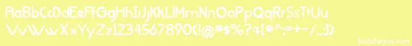 Fonte BmdWhenItRainsOldVersion – fontes brancas em um fundo amarelo