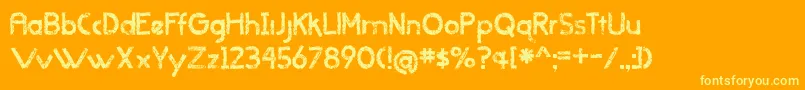BmdWhenItRainsOldVersion-Schriftart – Gelbe Schriften auf orangefarbenem Hintergrund