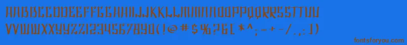 フォントSfShaiFontaiExtended – 茶色の文字が青い背景にあります。