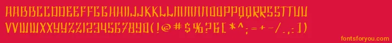 フォントSfShaiFontaiExtended – 赤い背景にオレンジの文字