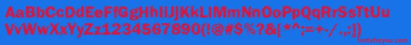 Funky27Bold-Schriftart – Rote Schriften auf blauem Hintergrund
